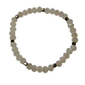 Elegant Faceted Beaded Stretch Bracelet White Beads Fashion Jewelry Women